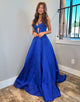 Halter A-Line Hollow Crystal Sleeveless Prom Dress