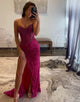 Mermaid Sequin Sweetheart Neck Sleeveless Slit Prom Dress