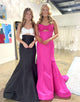 Fuchsia Sweetheart Mermaid Satin Hollow Long Prom Dress