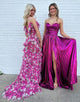 Fuchsia A-Line Sweetheart Neck Sleeveless Slit Prom Dress