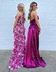 Fuchsia A-Line Sweetheart Neck Sleeveless Slit Prom Dress