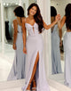 Lilac Spaghetti Straps Mermaid Hollow Long Prom Dress with Slit