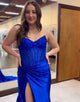 Royal Blue Mermaid Sweetheart Satin Long Prom Dress