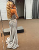 Glitter Golden Mermaid Beaded Long Prom Dress with Slit