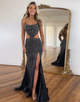 Mermaid Spaghetti Crystal Hollow Prom Dress with Slit