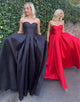 Black A-Line Sweetheart Bow Prom Dress with Sweep Train