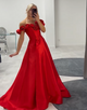 Off The Shoulder Flower A-Line Prom Dress with Slit