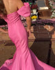 Mermaid Strapless Bateau Neck Prom Dress with Sweep Train