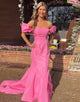 Mermaid Strapless Bateau Neck Prom Dress with Sweep Train