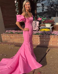 Mermaid Strapless Bateau Neck Prom Dress with Sweep Train