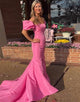 Mermaid Strapless Bateau Neck Prom Dress with Sweep Train