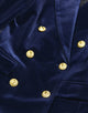 Navy Peaked Lapel Double Breasted Slim Fit Velvet Women Suit