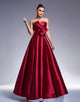 Burgundy A-Line Bow Strapless Sleeveless Prom Dress with Floor Length