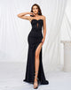 Black Mermaid Sweetheart Slit Prom Dress with Floor Length