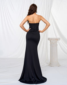 Black Mermaid Sweetheart Slit Prom Dress with Floor Length