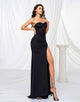 Black Mermaid Sweetheart Slit Prom Dress with Floor Length