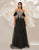 Black A-Line Off The Shoulder Applique Prom Dress with Floor Length