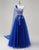 A-Line One Shoulder Applique Beading Tulle Prom Dress with Slit