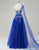 A-Line One Shoulder Applique Beading Tulle Prom Dress with Slit