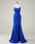 Mermaid Bateau Neck Applique Ruched Royal Blue Prom Dress