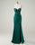 Dark Green Mermaid Spaghetti Beading Ruched Prom Dress with Slit