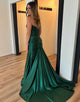 Dark Green Strapless Mermaid Long Prom Dress with Appliques