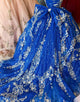 Royal Blue Spaghetti Applique Ball Gown Quinceanera Dress with Bow