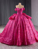 Sparkly Fuchsia Strapless Sequins Princess Quinceanera Dress with Beading