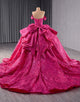 Sparkly Fuchsia Strapless Sequins Princess Quinceanera Dress with Beading