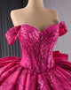 Sparkly Fuchsia Strapless Sequins Princess Quinceanera Dress with Beading