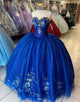 Sparkly Royal Blue Strapless Sequins Princess Quinceanera Dress with Applique