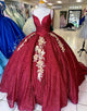 Sparkly Burgundy Spaghetti Straps Sequins Princess Quinceanera Dress