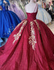 Sparkly Burgundy Spaghetti Straps Sequins Princess Quinceanera Dress