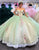 Light Green Off the Shoulder Applique Princess Tulle Quinceanera Dress