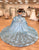 Glitter Grey Blue Off the Shoulder Sequins Princess Quinceanera Dress