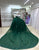 Dark Green Off the Shoulder Applique Princess Tulle Quinceanera Dress