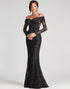 Black Sheath Off The Shoulder Mesh And Lace Formal Dress