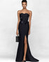 Strapless Mermaid Black Long Celebrity Dress with Slit