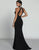 Black Mermaid Halter Satin Formal Dress