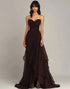 Dark Brown Sweetheart Ruched Ruffled Formal Dress