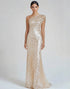 Sparkly Champagne Mermaid One Shoulder Formal Dress with Sequins