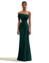 Mermaid Dark Green One Shoulder Pleated Long Formal Dress