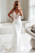 Ivory Mermaid Applique Sweep Train Wedding Dress