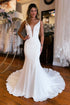 Ivory Mermaid Spaghetti V-Neck Wedding Dress