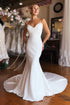 Ivory Spaghetti Neck Mermaid Wedding Dress with Sweep Train