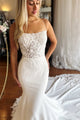 Ivory Mermaid Spaghetti Applique Sweep Train Wedding Dress