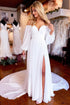 Ivory A-Line Sweetheart Long Sleeve Sweep Train Wedding Dress