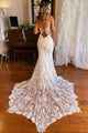 Lace Applique Mermaid Ivory Spaghetti Wedding Dress