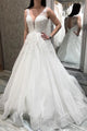 Ivory A-Line V-Neck Applique Long Wedding Dress