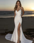 Strapless Satin Ivory Mermaid Wedding Dress with Slit